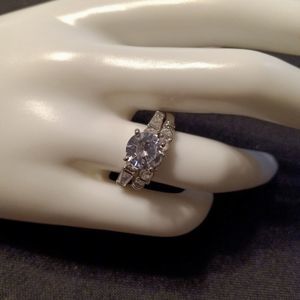 Stunning White Sapphire Silver Wedding Set